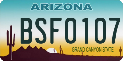AZ license plate BSF0107
