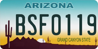 AZ license plate BSF0119