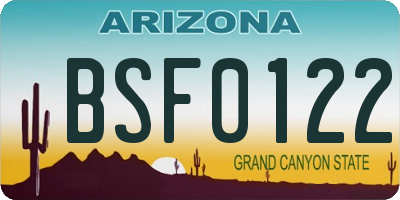 AZ license plate BSF0122