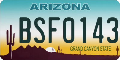 AZ license plate BSF0143