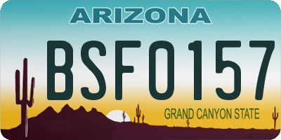 AZ license plate BSF0157