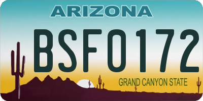 AZ license plate BSF0172