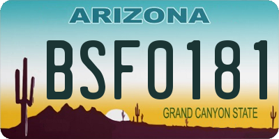 AZ license plate BSF0181