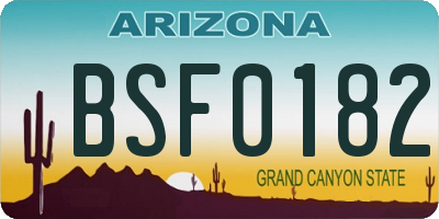 AZ license plate BSF0182