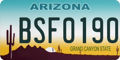 AZ license plate BSF0190