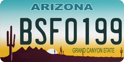 AZ license plate BSF0199