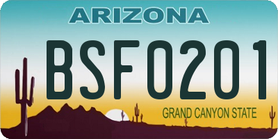 AZ license plate BSF0201