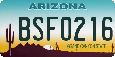 AZ license plate BSF0216