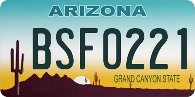 AZ license plate BSF0221