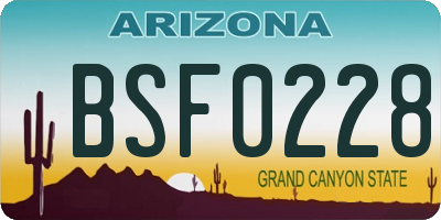 AZ license plate BSF0228