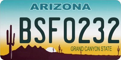 AZ license plate BSF0232