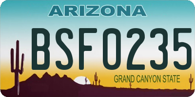 AZ license plate BSF0235