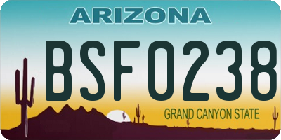 AZ license plate BSF0238
