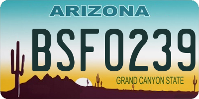 AZ license plate BSF0239