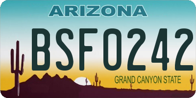 AZ license plate BSF0242