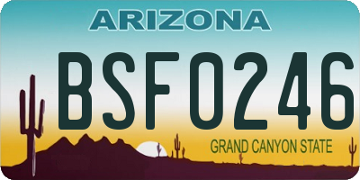AZ license plate BSF0246