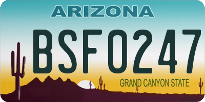 AZ license plate BSF0247