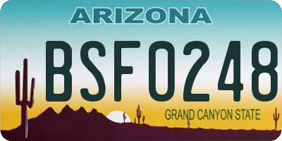 AZ license plate BSF0248