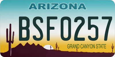 AZ license plate BSF0257