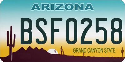 AZ license plate BSF0258