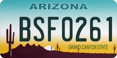 AZ license plate BSF0261