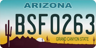 AZ license plate BSF0263