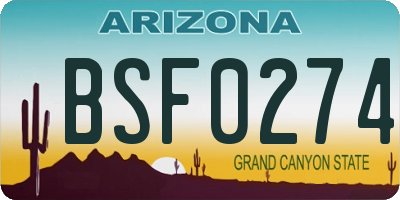 AZ license plate BSF0274