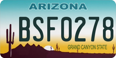 AZ license plate BSF0278