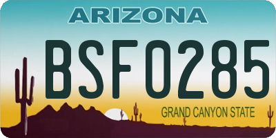 AZ license plate BSF0285