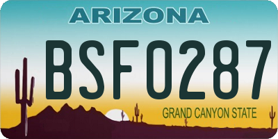 AZ license plate BSF0287