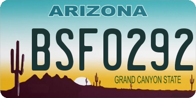 AZ license plate BSF0292