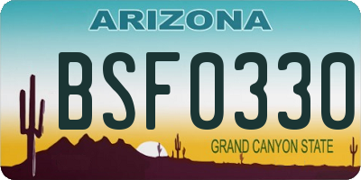AZ license plate BSF0330