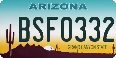 AZ license plate BSF0332
