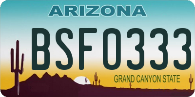 AZ license plate BSF0333