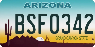 AZ license plate BSF0342