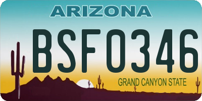 AZ license plate BSF0346