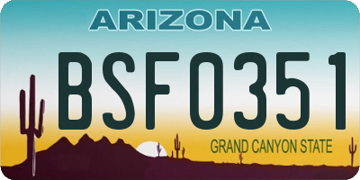 AZ license plate BSF0351