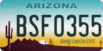 AZ license plate BSF0355