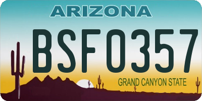 AZ license plate BSF0357