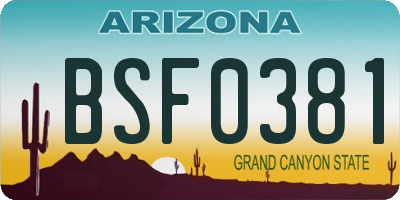 AZ license plate BSF0381