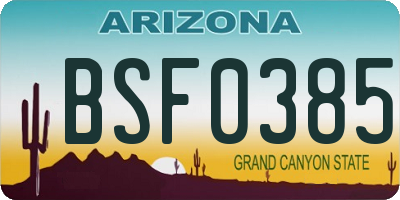 AZ license plate BSF0385