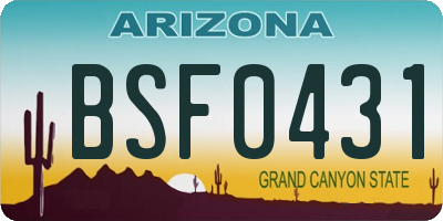 AZ license plate BSF0431