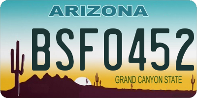 AZ license plate BSF0452