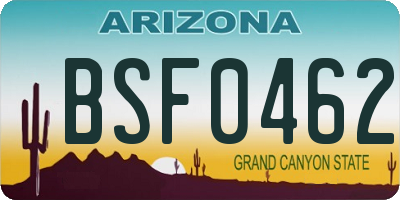 AZ license plate BSF0462