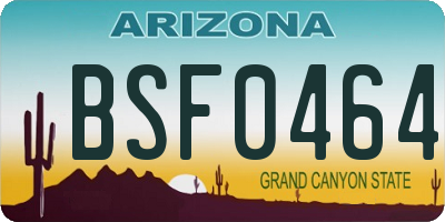 AZ license plate BSF0464