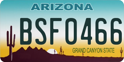 AZ license plate BSF0466