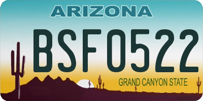 AZ license plate BSF0522