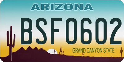 AZ license plate BSF0602