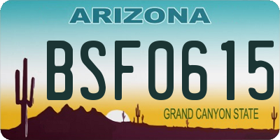 AZ license plate BSF0615