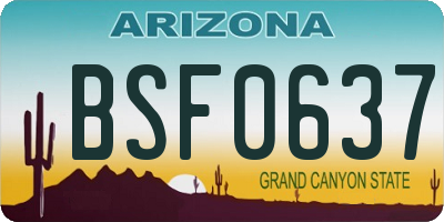 AZ license plate BSF0637